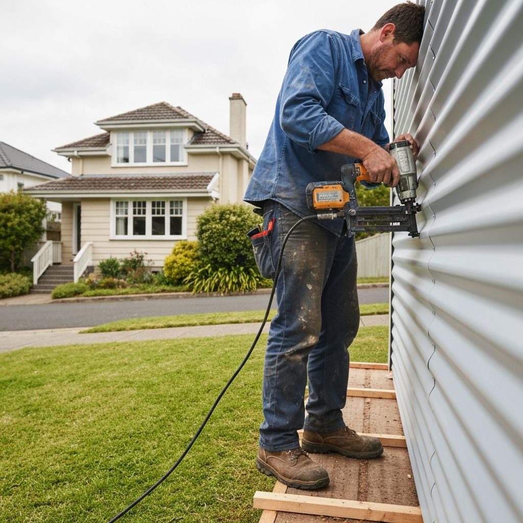 Person installing siding
